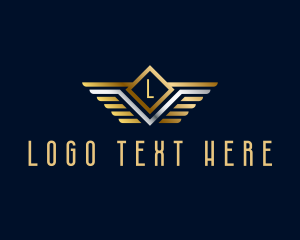 Aeroplane - Aeronautics Golden Wings logo design