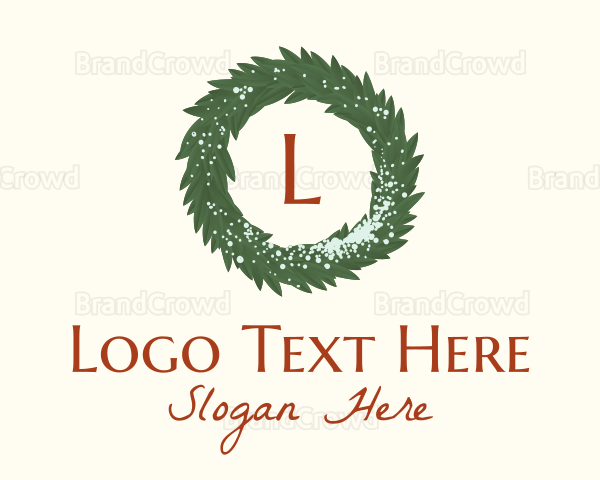 Winter Christmas Wreath Letter Logo