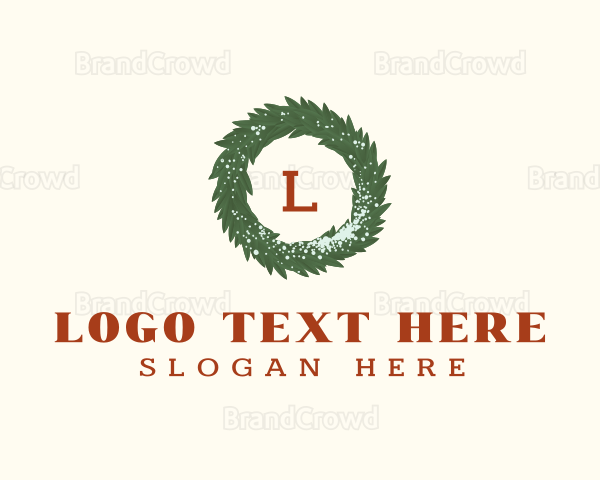 Winter Christmas Wreath Lettermark Logo