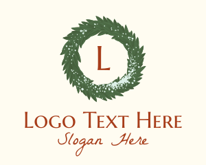 Sled - Winter Christmas Wreath Letter logo design