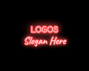 Disco - Red Light Neon Text logo design