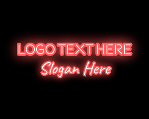 Naughty - Red Light Neon Text logo design