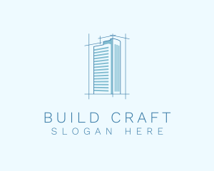 Building Architecture Blueprint logo design