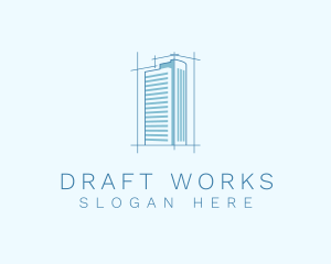 Draft - Building Architecture Blueprint logo design