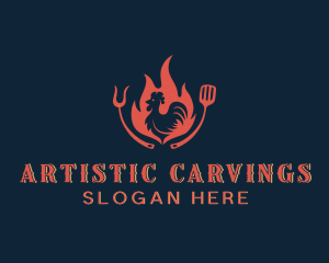 Spatula Chicken Barbecue logo design