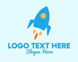 Aero - Blue Rocket Ship logo design