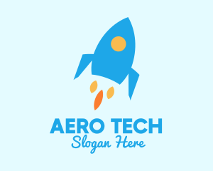 Aero - Blue Rocket Ship logo design