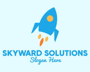 Blue Rocket Ship logo design