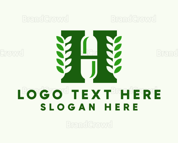 Herbal Capsule Letter H Logo