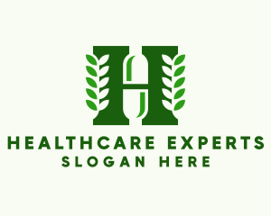 Herbal Capsule Letter H logo design