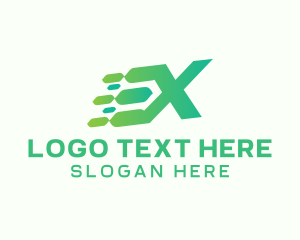 Communication - Green Speed Motion Letter X logo design