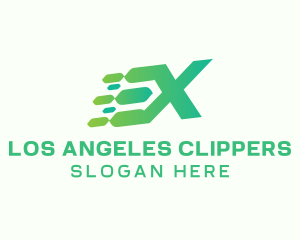 Green Speed Motion Letter X Logo