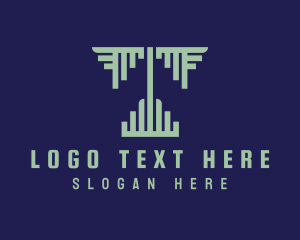 Digital - Network Tech Business Letter T logo design