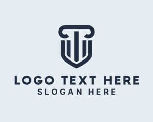 Court House - Legal Pillar Shield logo design