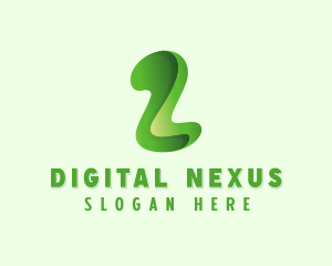 Digit - Green Abstract Number 2 logo design