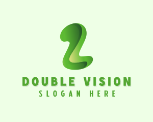 Two - Green Abstract Number 2 logo design