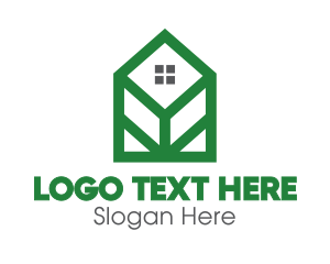 Green Leaf - Geometric Leaf House logo design