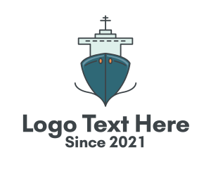 Cruise Liner - Blue Ferry Ship logo design