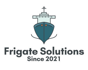 Frigate - Blue Ferry Ship logo design