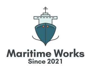 Blue Ferry Ship logo design