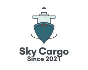 Blue Ferry Ship logo design