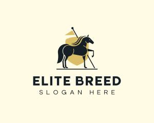 Horse Racing Shield Flag logo design
