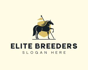 Horse Racing Shield Flag logo design