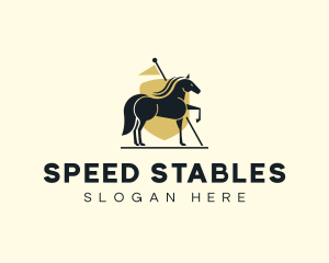 Horse Racing - Horse Racing Shield Flag logo design