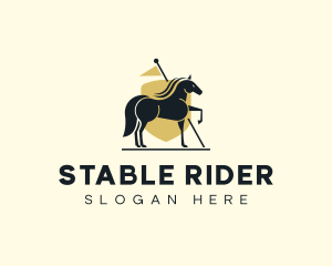 Horse Racing Shield Flag logo design