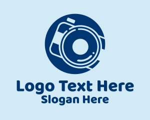 Vlogging - Blue Photo Camera Lens logo design