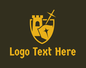 Fortress - Turret Shield Sword logo design