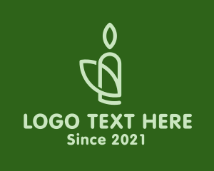 Memorial - Green Leaf Candle logo design
