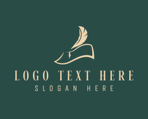 Calligraphy - Paper Feather Quill logo design