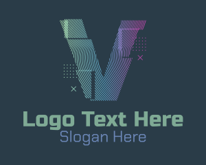 Youtube Channel - Modern Glitch Letter V logo design