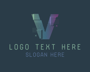 Techno - Modern Glitch Letter V logo design