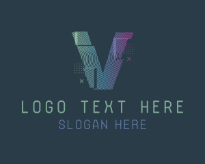 Amber - Modern Glitch Letter V logo design