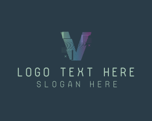 Youtube Vlogger - Modern Glitch Letter V logo design