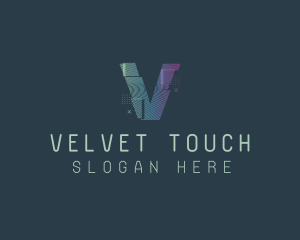 Modern Glitch Letter V logo design