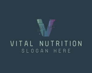 Modern Glitch Letter V logo design