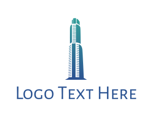 Blue Tower - Gradient Blue Building logo design