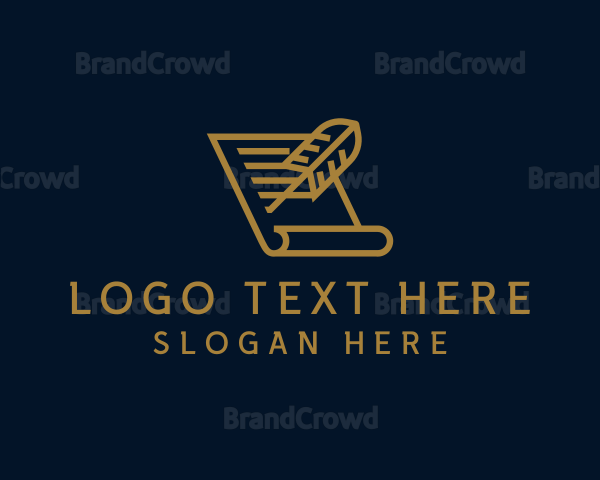 Golden Legal Paper Feather Logo