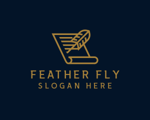 Golden Legal Paper Feather logo design