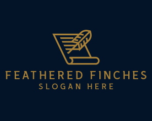 Golden Legal Paper Feather logo design