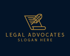 Golden Legal Paper Feather logo design