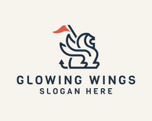 Wing Lion Flag  logo design