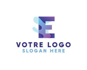 Blue - Modern Letter E logo design