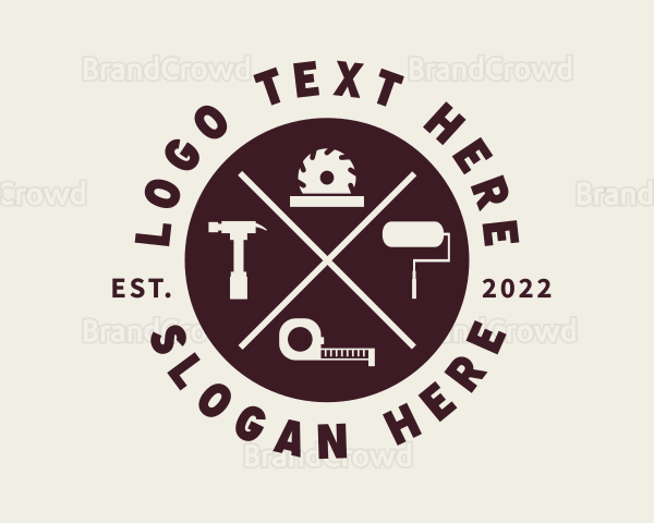 Hipster Carpenter Tools Logo