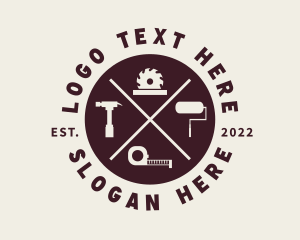 Repair Shop - Hipster Carpenter Tools logo design