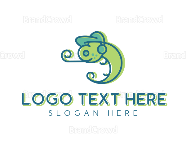 Chameleon Lizard Doodle Logo