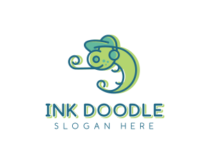 Chameleon Lizard Doodle logo design